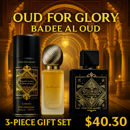 Lattafa Badee Oud Glory 3pc Gift Set