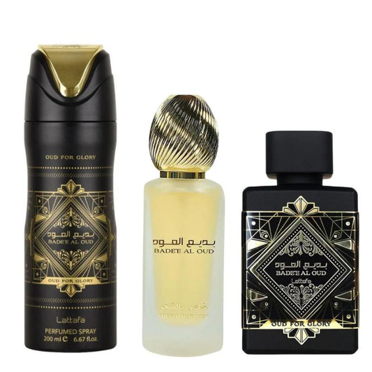 Lattafa Badee Oud Glory 3pc Gift Set