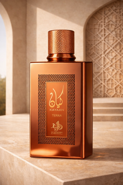 Al Wataniah Kayaan Terra EDP 100 ML/3.4 OZ | Middle Eastern Luxury Unisex Perfume | Warm Citrus & Deep Woods