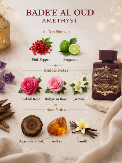 Lattafa Bade’e Al Oud Amethyst 3.4 OZ/100 ML Spray For Unisex